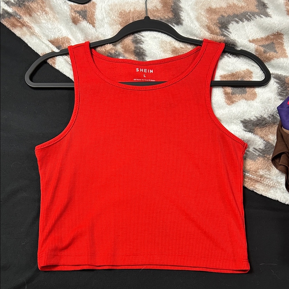 SHEIN Bold Red Sleeveless Top